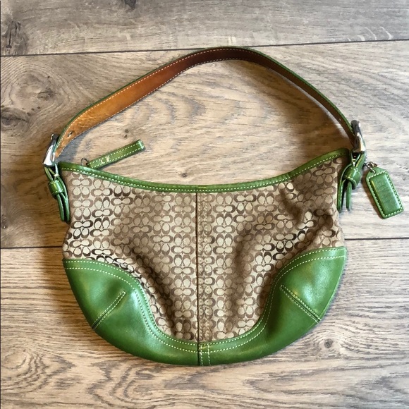 Coach Handbags - Coach Green Leather Small Hobo Handbag